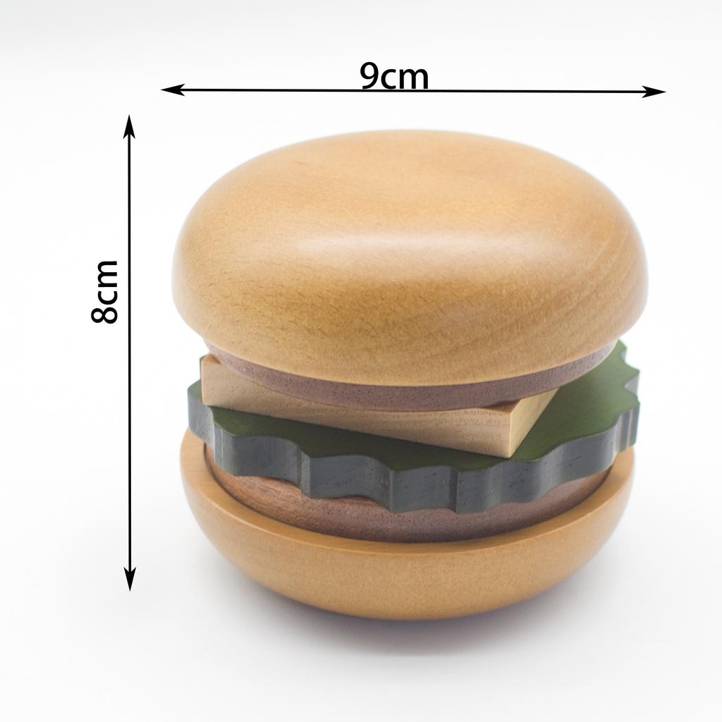 6PCS Hamburg Shape Teacup Tray 6 In 1 Solid Wood Coaster Table Cupcake Snack Dessert Pads Anti-slip Burger Insulation Cup Mat