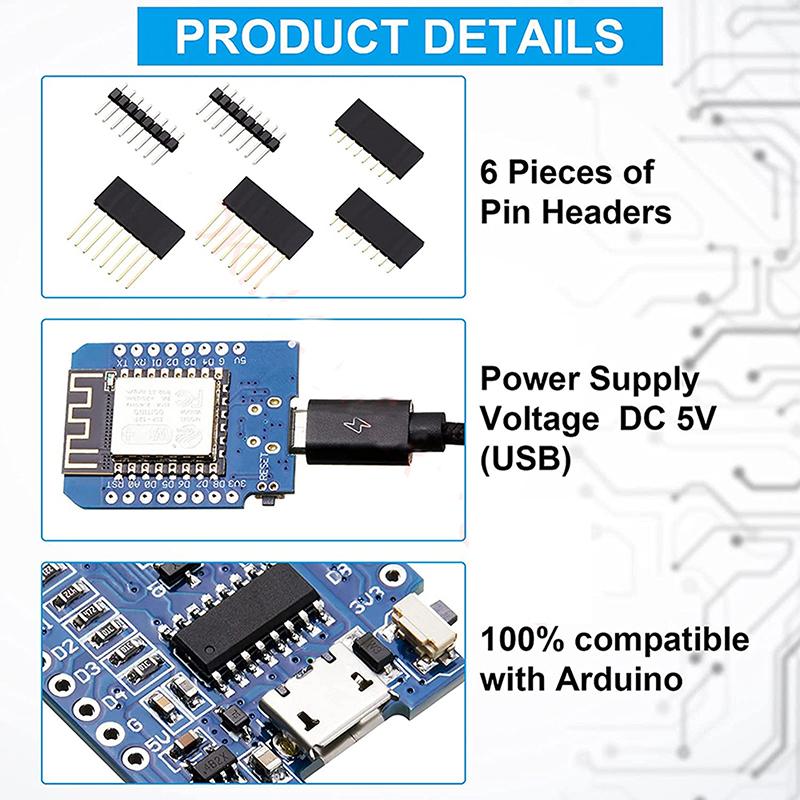 1/2PCS ESP8266 D1 Mini NodeMCU WiFi Development Board Mini Internet of Things WLAN Module 4MB Flash Micro USB Serial Chip Board