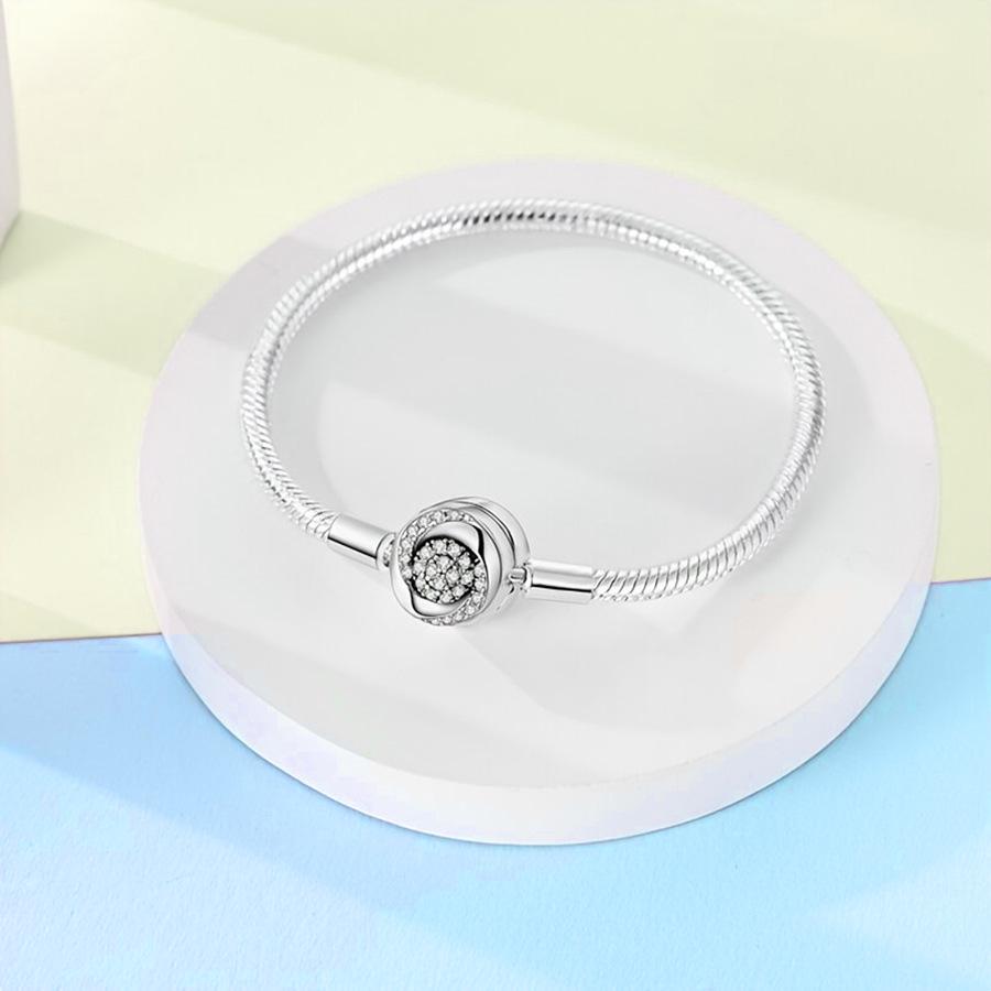 925 Silver Plated Woven Heart Snake Bone Bracelet - Fashionable DIY Beaded Handmade Design