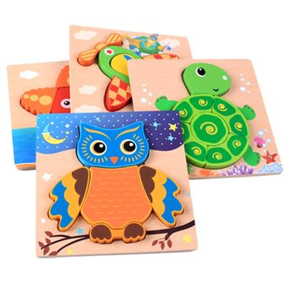 Baby High Quality 3D Wooden Puzzles Educational Cartoon Animals Early Learning Intelligence Puzzle Game Toys For Children