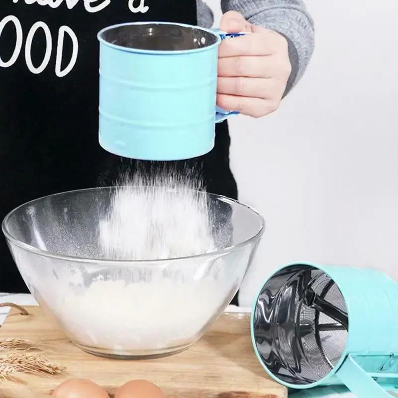 Stainless Steel Mesh Sieve Colander Crank Sifter 1 Pcs Powder Flour Baking Tool Icing Sugar Kitchen Tools Cocina Knife
