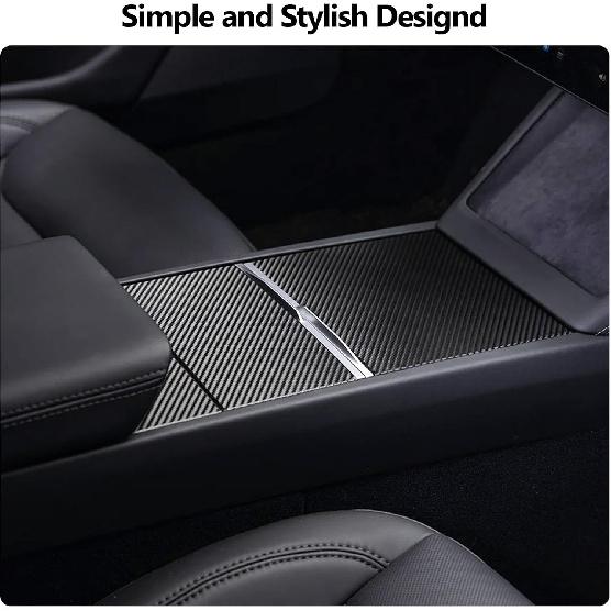 Tesla Model Y Juniper 2025-2026 & Model 3 Highland Center Console Wrap Kit ABS Carbon Fiber Cover Sticker Ultra Slim Interior Protector Decorative