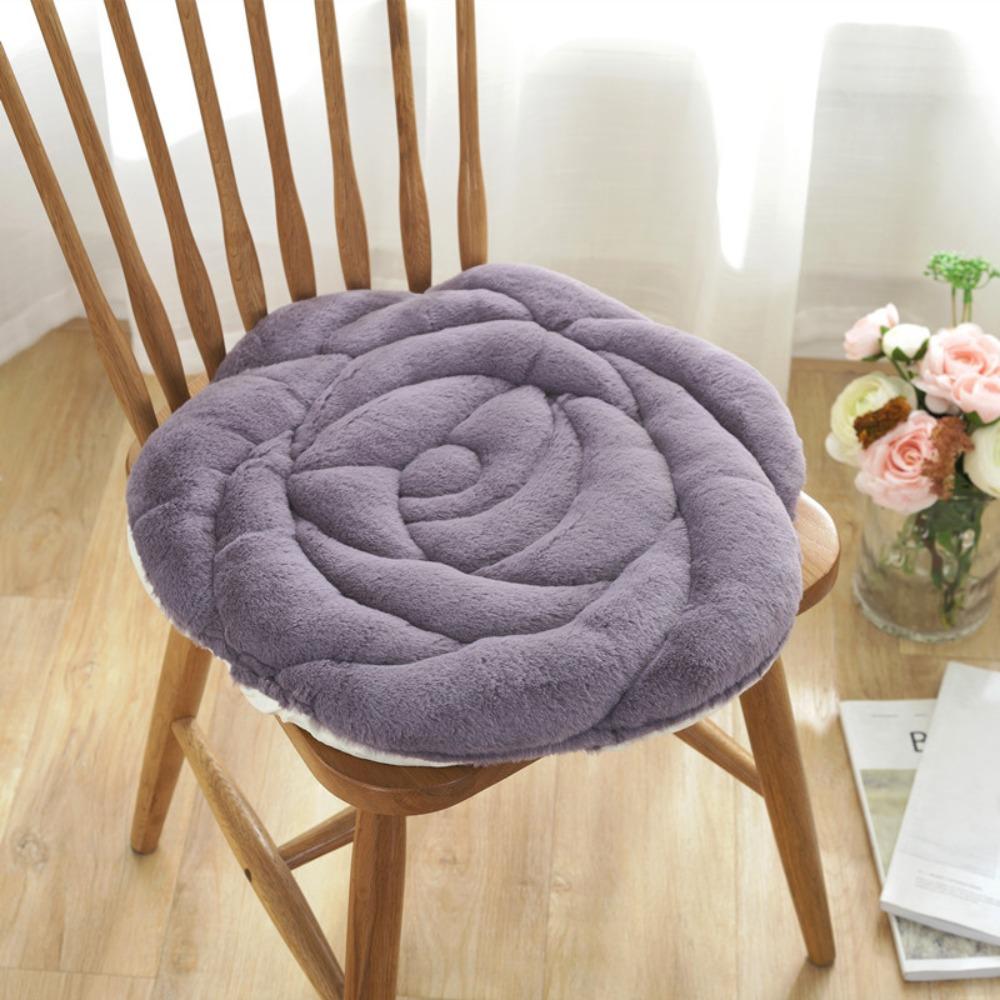 Winter Fluffy Rose Quilted Chair Cushion Thickened Office Home Dining Seat Pad Tatami Floor Mat