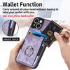 Retro Metal Ring Car Mount Magnetic Card Holder Pu Leather Phone Case For Iphone 18