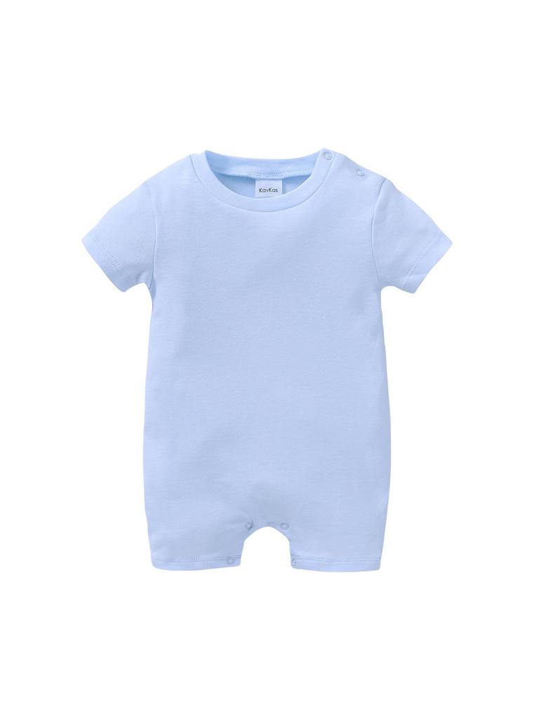 2025 Summer Baby Girl Short Sleeve Solid Color Romper