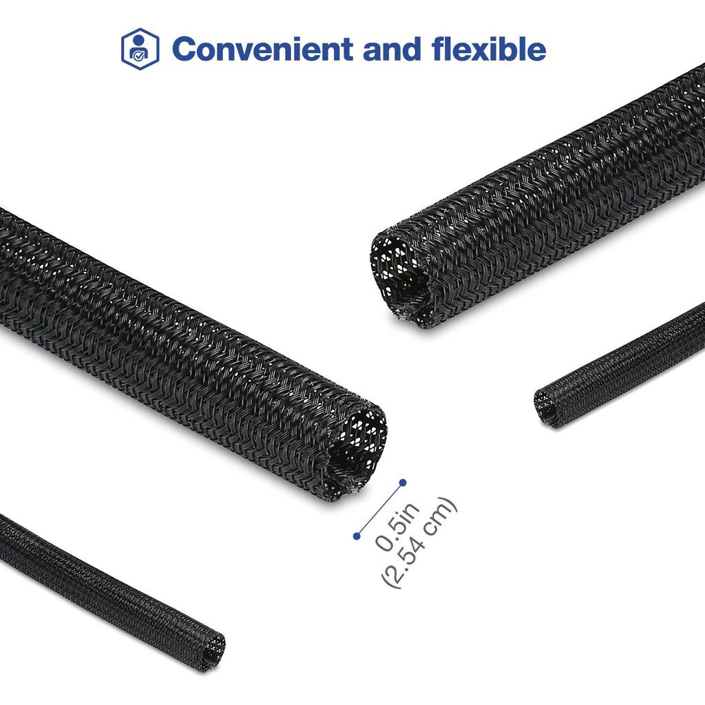 JOTO Cable Storage 8M DIY PET Use Black Sleeve, Approx. Length, 1.3cm Diameter, Cuttable, Material, Home/Office -