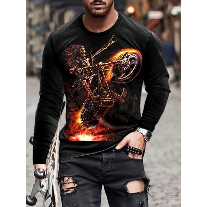 Pánská orel ručně malovaný vzor ležérní trička s dlouhým rukávem streetwear 3D zvířecí potisk Hip hop pánské topy Tričko Plus velikost 6XL