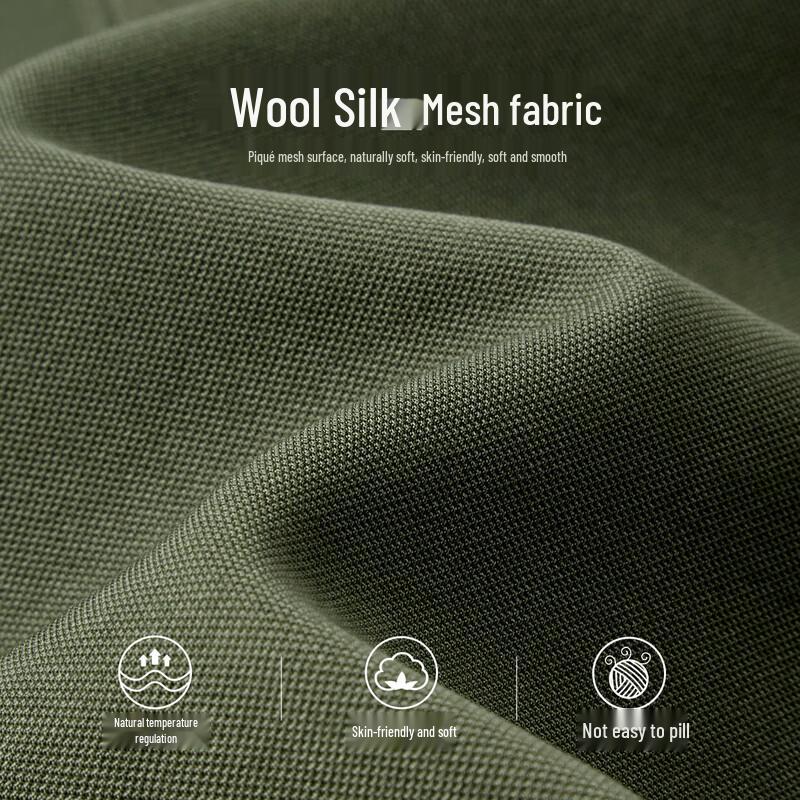 Men's Wool Silk Blend Long-Sleeve Polo Shirt