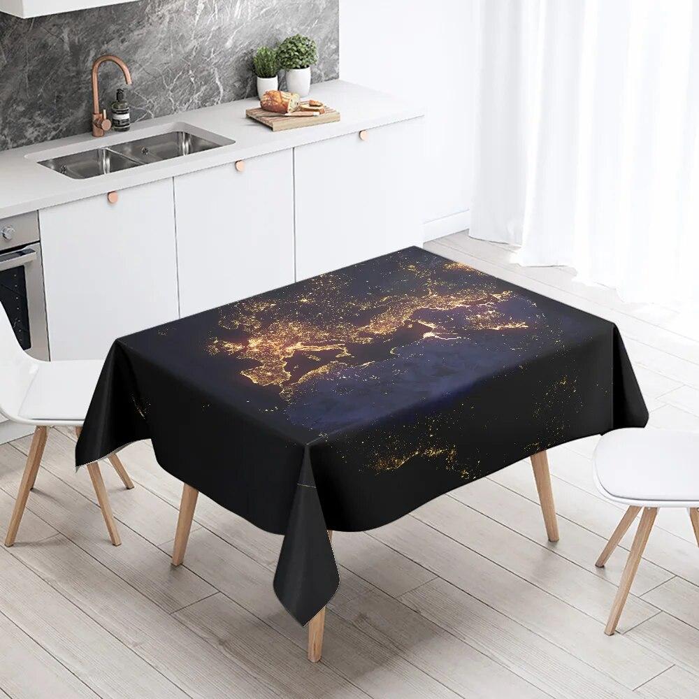 Milky Way Starry Sky Tablecloth  Aurora Scene  Party Restaurant Decoration Antifouling Waterproof Table