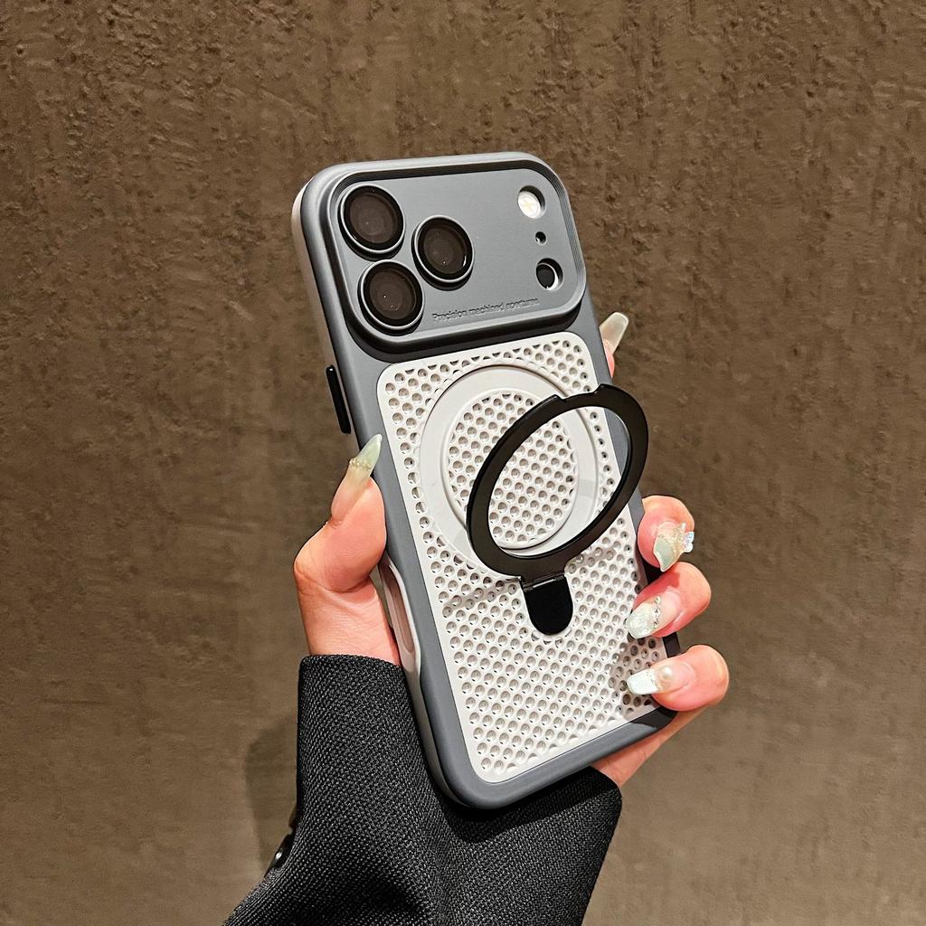 Applicable To Apple 17Promax Magnetic Mobile Phone Case, Armor, Fine Hole Mesh Bracket 16Pro Anti-drop 15 Protective Case