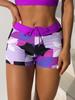 Bikini de Dos Piezas con Estampado de Bloques de Color de Moda con Cordón en el Pecho y la Cintura Moda Para Vacaciones