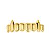 18K Gold Fangs Glossy Teeth Hip Hop Mouth Tooth Caps Classic Teeth Grillz Top Bottom Set  Rapper
