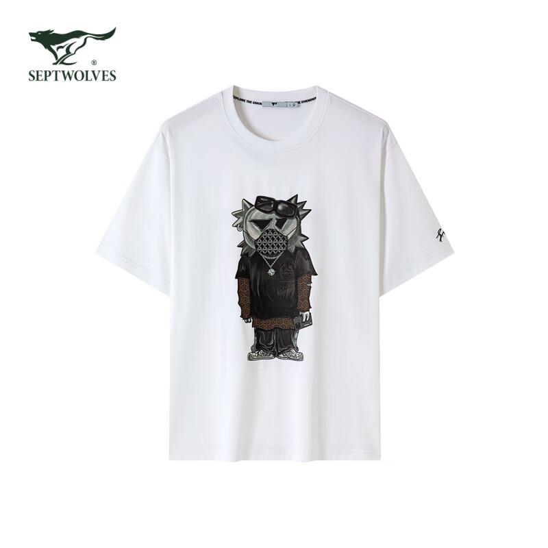 

SEPTWOLVES Unisex Pure Cotton Short Sleeve Round Neck T-Shirt L (175)