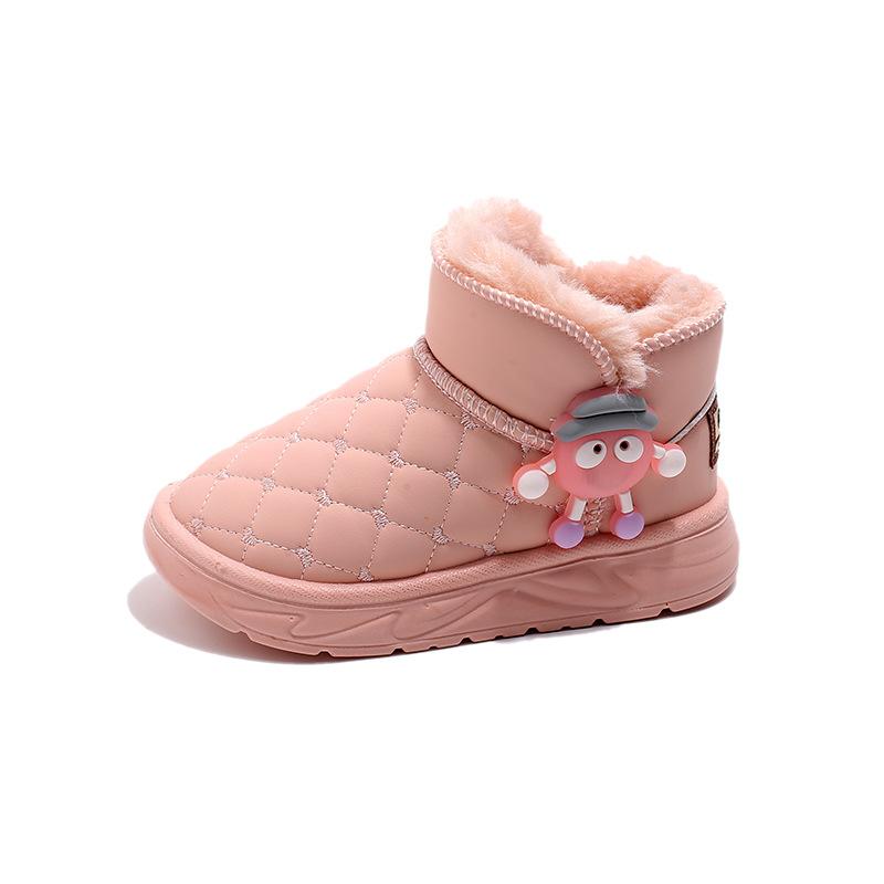 

Детский снежный хлопок 2025 Зимний флис Утолщенные детские короткие ботинки Модные универсальные мальчиковые нескользящие зимние ботинки 22-27 yards one hand shot 6 pairs розовый