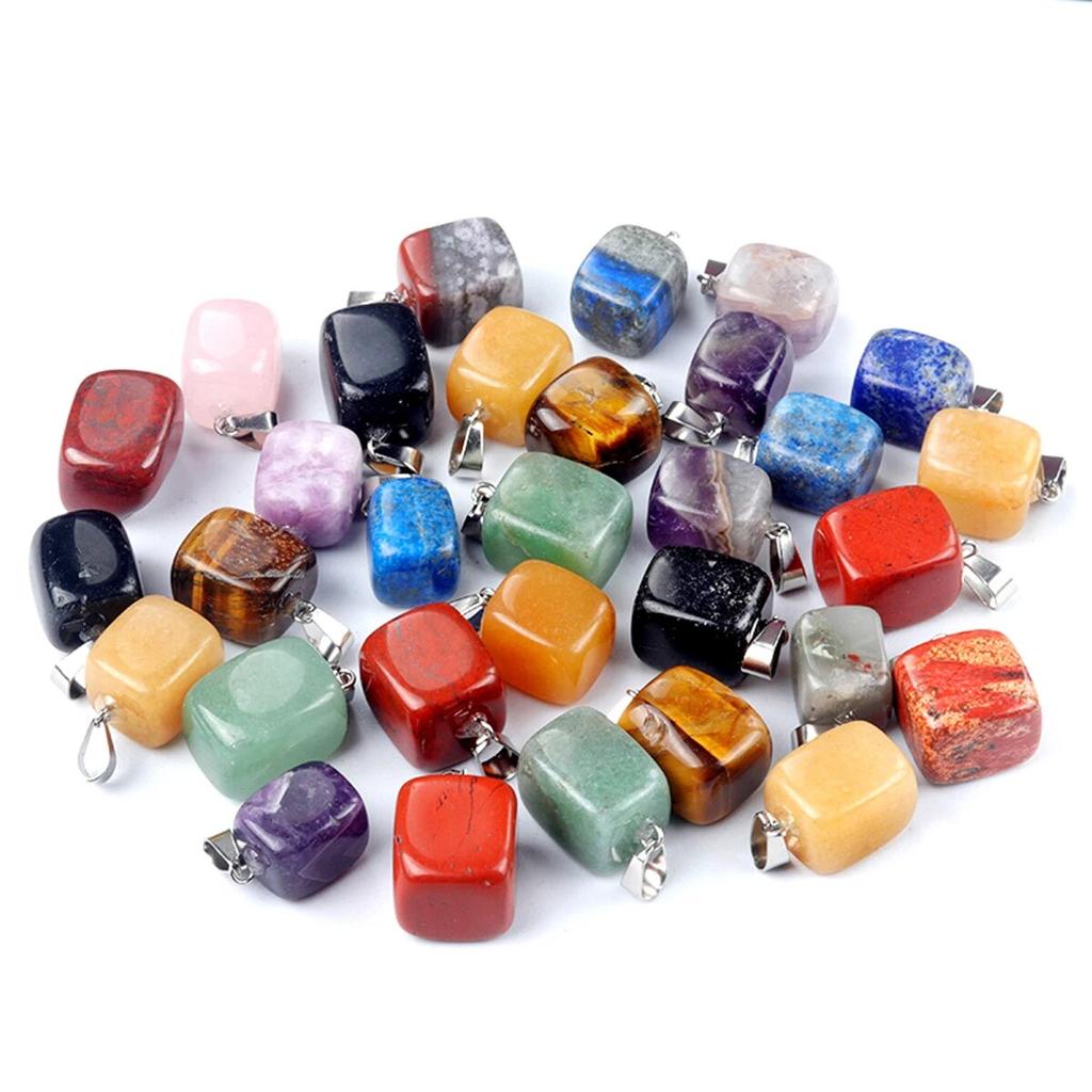 12Pcs/Box Small Pendant Natural Stone Amethyst/Agates Pendant For Jewelry Making DIY Necklace Bracelet Earrings Accessory