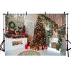 Christmas Tree Stairs Photography Backdrops Wooden Floor Fireplace Portrait Vinyl Photographic Background Photocall Photo Studio