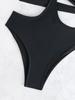 2025 European & American Solid Color Slimming Sexy One-Piece Bikini Swimsuit