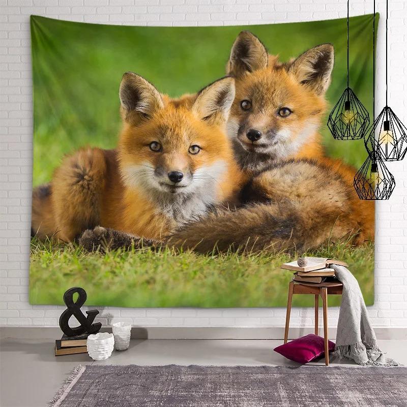 Милый лисий подвесной тканевый гобелен для спальни — фото 9