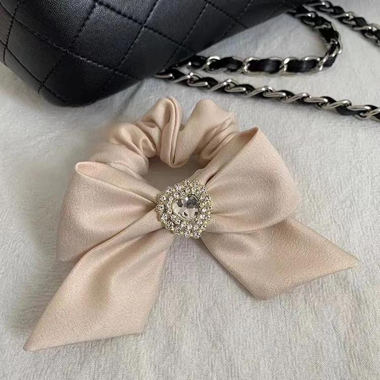 New Solid Color Satin Bow Hair Rope Women Korean Love Style Head Rings Ties Fashion Temperament Elegant Girls Hair Accessories