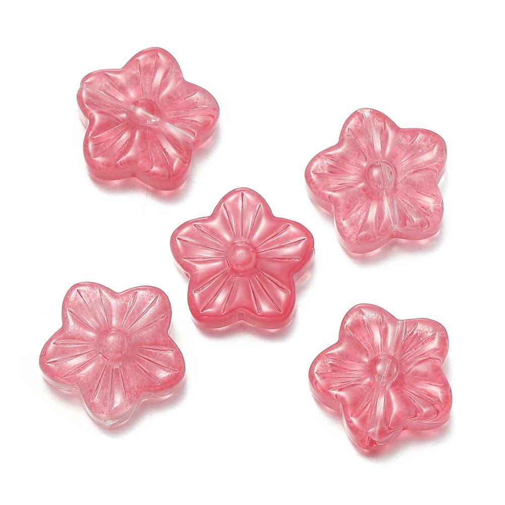 10Pcs/Lot Glass Five-Petaled Flower Beads Colorful Spacer Bead for DIY Bracelet Necklace Earrings Jewelry Making Accessories