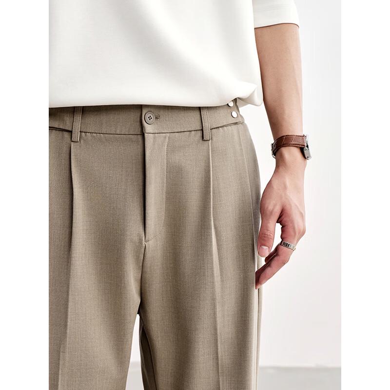 HAUT TON Men's Straight-Leg Linen-Blend Business Casual Pants