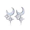 European and American Symmetrical Star Moon Micro Inlaid Zircon Earrings Delicate and Cool Style for Women