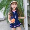 Korean Style Girls' Quick-Drying One-Piece Swimsuit for Sports and Hot Springs