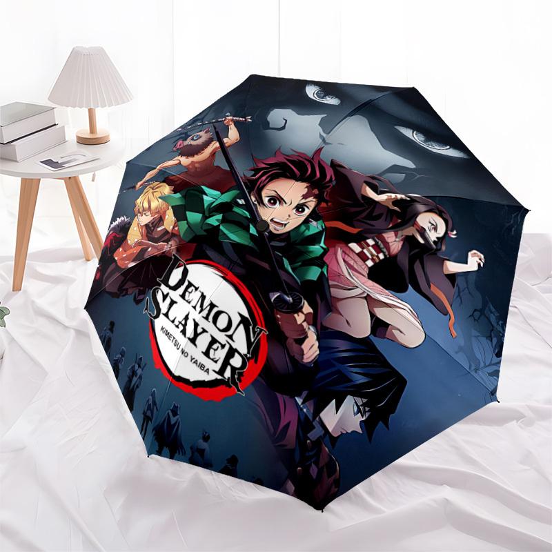 1pc Demon Slayer Automatic Folding Umbrella, Automatic Folding Umbrella with 8 Ribs, Convenient for Outdoor Use 042