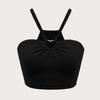 Women's Sexy Tight Strapless Cross Ultra Short Love Circle Sleeveless Vest Top
