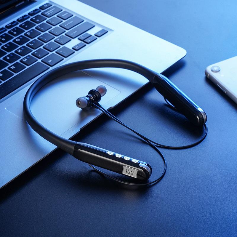 Intelligent Digital Display Bluetooth Headset High Definition Sound Quality Neck Headset Multi-device Compatible Sports Headset