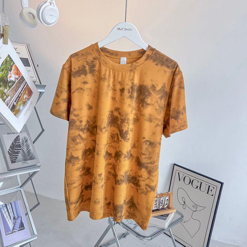 

Super Easy to Wear and Show off ~ Women s Loose Fitness Yoga T-shirt Summer Easiest for Match Casual Tie-Dyed Sports Short Sleeve Tops Yellow 6 (recommended weight 50.00 kg-65.00 kg