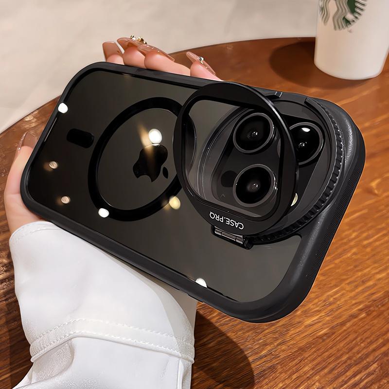 Camera Protection Stand Holder Phone Cases For iPhone 16 15 14 12 13 11 Pro Max Plus For Magsafe Magnetic Wireless Charge Cover