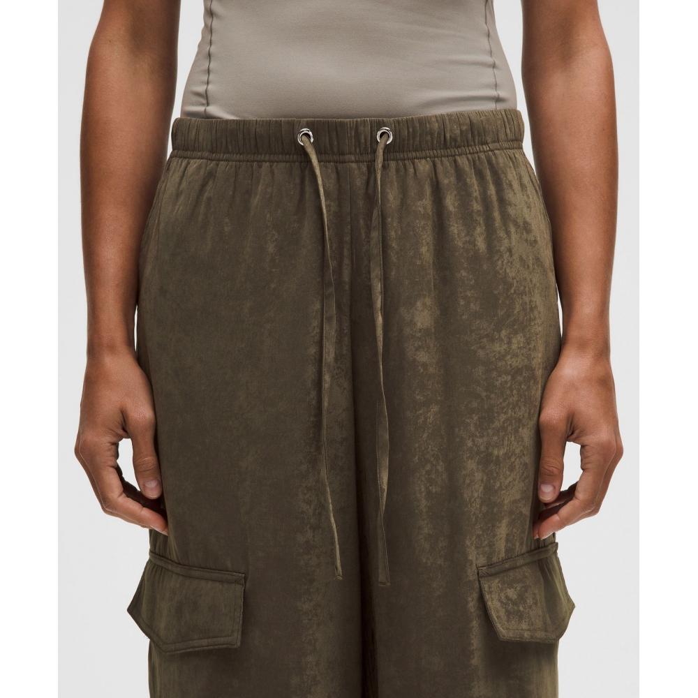 Lululemon Matte Satin Relaxed Fit Mid Rise Cargo Pant Olive Brown