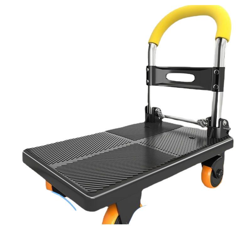 Compact Folding Four-Wheel Cart for Silent Goods Transport