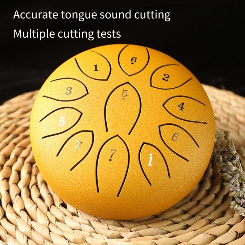 Ethereal Drum Percussions Instrument 11 Note Steel Tongue Drum for Adults Beginner Kids Handpans Drum with Drumstick