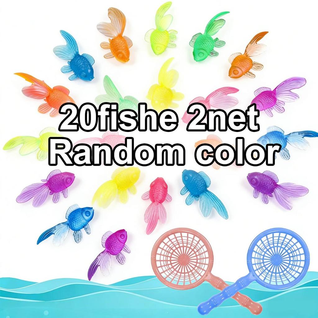 20pcs Floating Fake Goldfish Set with 2 Nets - Realistic Plastic Water Decor for Indoor/Outdoor, No Battery Summer Pool ZSY