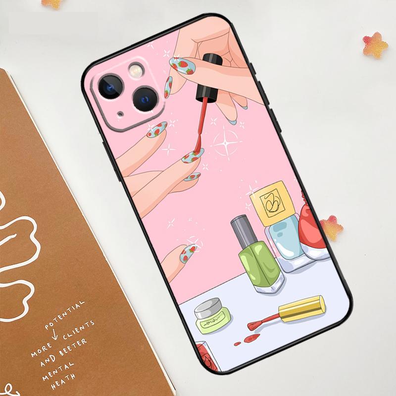 Nail Polish Case For iPhone 12 11 13 14 15 16 Pro Max XS X XR Plus 2021 13 12 Mini Fundas