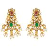 Faux Ruby Faux Emerald & Beads Studded Bridal Necklace Earrings Set Ethnic Jewellery Gift for Women