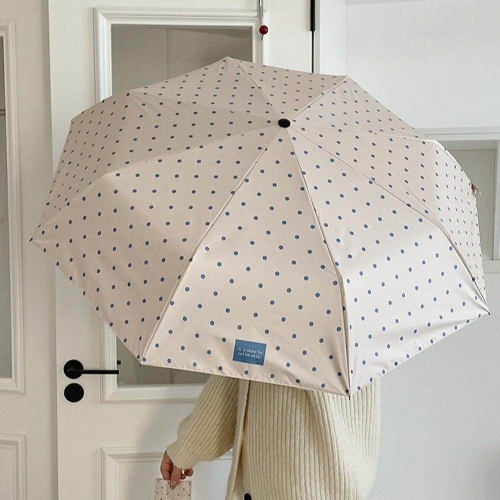 Portable U-Shaped Handle Polka Dot Umbrella 8-Rib Manual Dual-Use Sun Umbrella Lightweight UV Protection Umbrella Summer