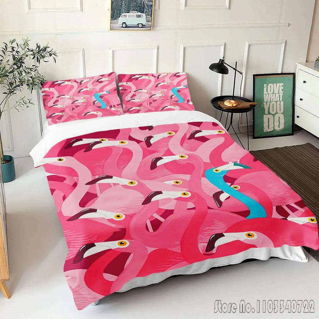 Comforter Flamingo Cartoon Love Child Hd Comforter Bedclothes For Kids Bedding Sets Bedroom Decor