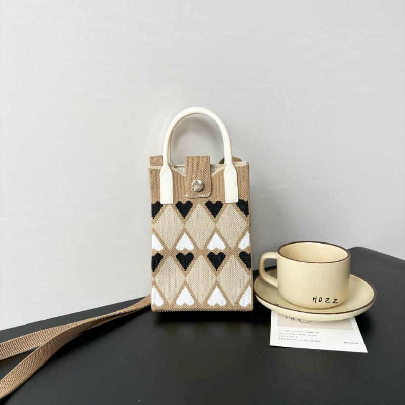 Mobile phone bag flower knitted bag niche versatile shoulder messenger bag trendy tote bag flower knitting