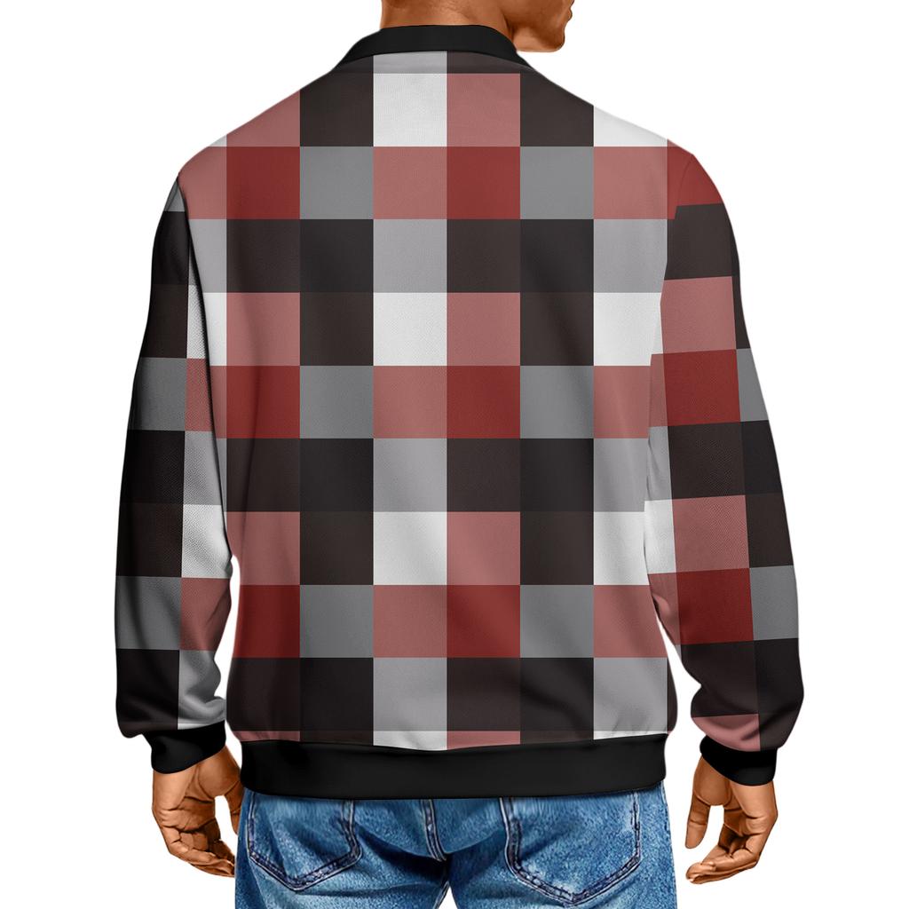 Herren Freizeitmode Bedrucktes Revers Langarm Gestricktes Unterziehshirt Top