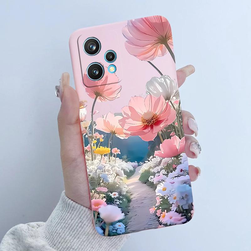 For Realme 9 Pro Plus Phone Case RMX3392 RMX3393 Flower Girl Design Soft Silicone TPU Back Housing For Realme9 4G RMX3521 Covers