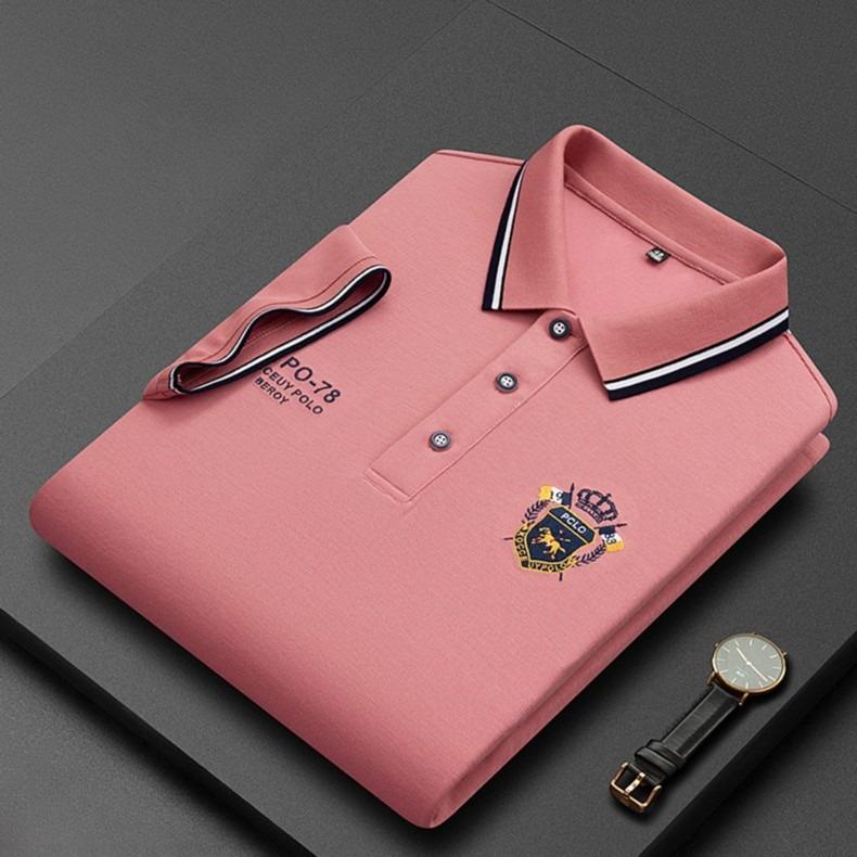 Sommermode Herrenhemd Bestickter Reverskragen Kurzarm Tops