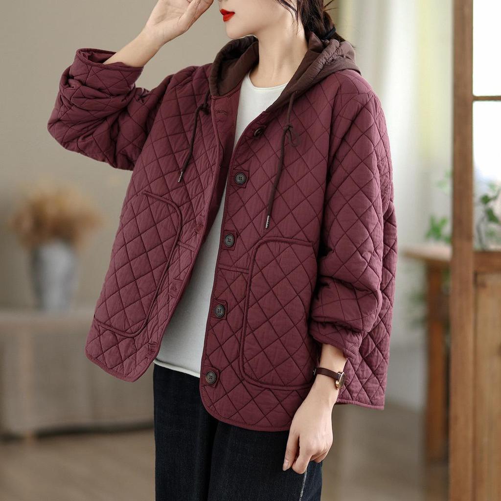Giacca in Cotone con Cappuccio Ispessita Stile Coreano Invernale da Donna 2025 - Capo d'Abbigliamento Caldo Retrò Letterario