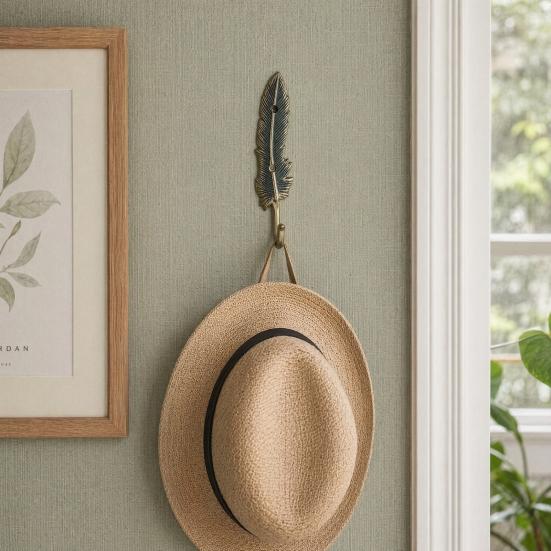 Feather Hook, Cast Iron Wall Decoration Hooks, Vintage Style Waterproof Rust-Resistant Hanger, for Entrance Hall Bedroom