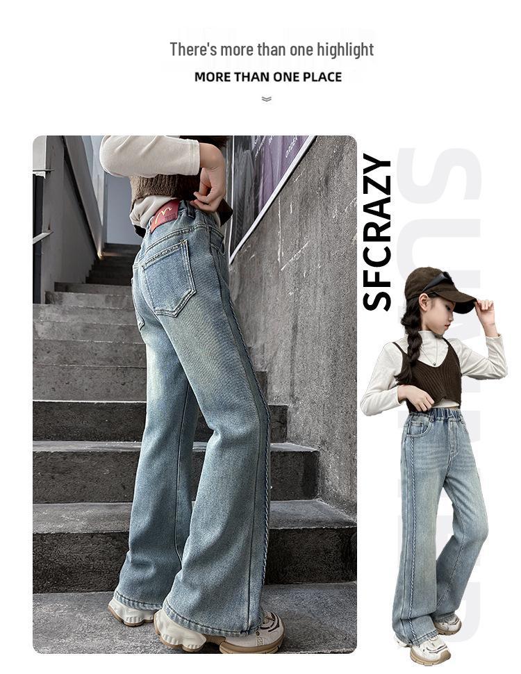 Girls' 2025 Fleece-Lined Straight-Leg Denim Jeans - Versatile, Thickened, Fashionable Winter Pants