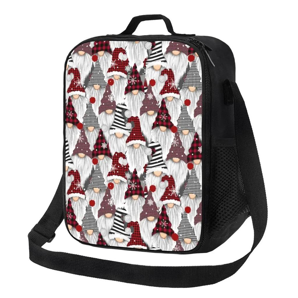 Garden Gnome Pattern Thermal Insulated Lunch Bags Women Portable Lunch Tote for Work School Travel Storage Bento Food Box