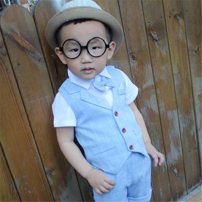 Verão bebê meninos moda infantil roupa formal colete + gravata + shorts festa de casamento crianças 3 peças ternos