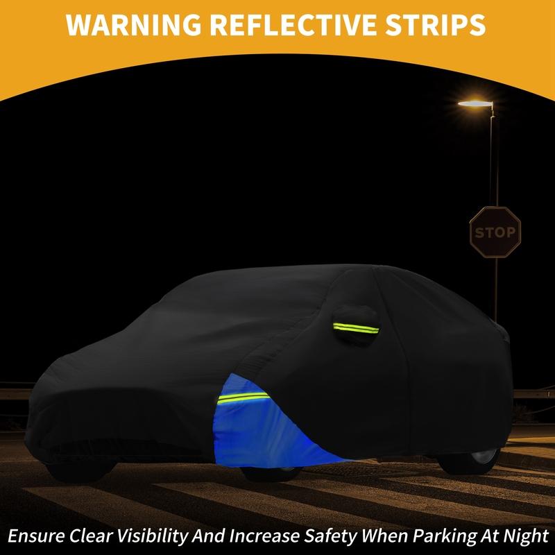 Motoforti Waterproof Car Cover Car Outdoor Full Car Cover for Tesla Model 3 210DBlack Blue with Door Zipper